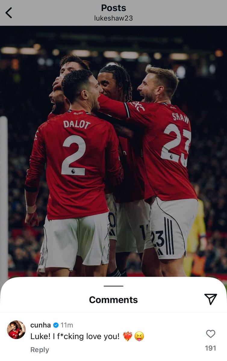 盧克·肖在社交媒體慶祝勝利 庫尼亞留言：我xxx非常愛你！