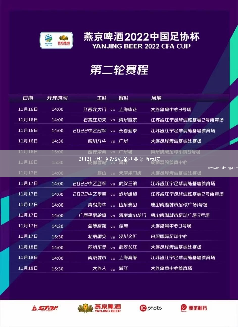 2月3日俱樂(lè)部VS克萊西亞萊斯競(jìng)技